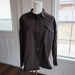 La Miel Womens 100% Cotton Military Jacket S Brown Layer Grunge Fairycore Earthy